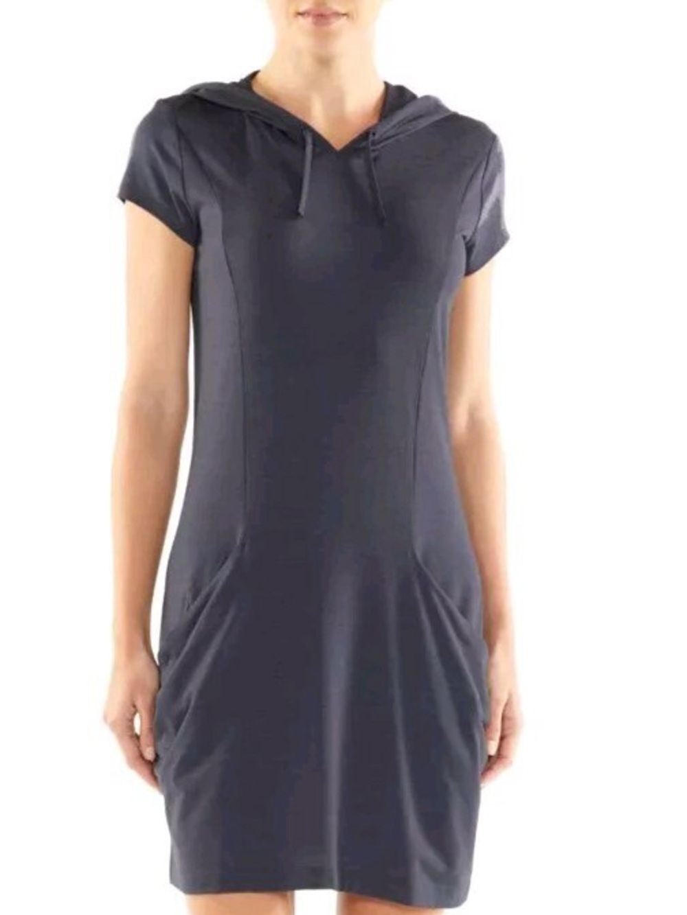 Icebreaker Yanni Hooded Dress Merino Wool Pocket Short Sleeve Great Size XS